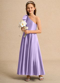 Azazie Guppy Junior Formal Flower Girl Klänningar Klä A-Line i Matt satäng Ena axeln image5