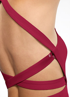 Azazie Clarice Bridesmaid Dresses Burgundy A-Line Halter Chiffon Dress image7