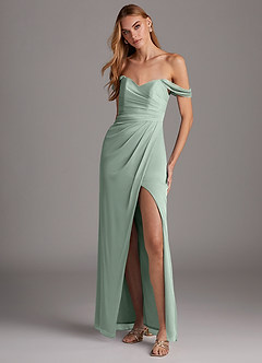 Azazie Selma Bridesmaid Dresses Agave Sheath Sweetheart Neckline Mesh Convertible Dress image1
