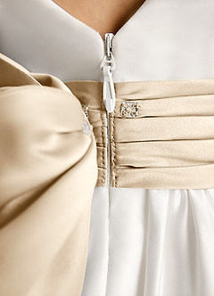 Azazie Sosie Blumenmädchenkleider A-Linie Plissee Matte Satin Kleid Elfenbein Champagner image6