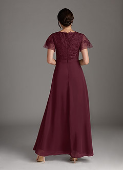 Azazie Singer Mother of the Bride Dresses Cabernet A-Line V-Neck Lace Chiffon Dress image2