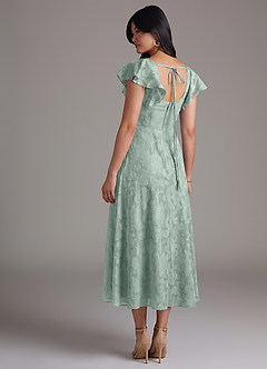 Azazie Bondi Bridesmaid Dresses Agave A-Line Ruched Floral Burnout Dress image6