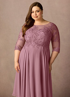 Azazie Marge Kleider für die Brautmutter A-Linie Schaufel Spitze Chiffon Kleid Vintage Mauve image11