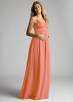 Azazie Emree Maternity Bridesmaid Dresses A-Line Chiffon Floor-Length Dress image2
