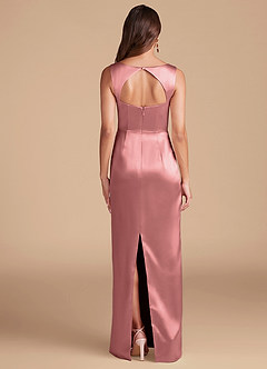 Azazie Flori Bridesmaid Dresses Rosette Sheath Side Slit Metallic Satin Dress image4