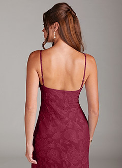 Azazie Tianna Bridesmaid Dresses Burgundy Sheath Lace Floral Burnout Dress image7