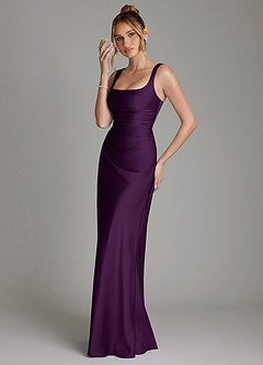 Azazie Agustina Bridesmaid Dresses Grape Mermaid Corset Stretch Satin Dress image5