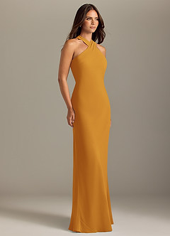 Azazie Doretta Vestidos de damas de honor Vestido de Caramelo de Gasa de Corte Sirena con Plisado image3