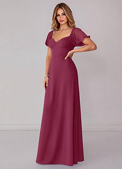 Azazie Fatima Bridesmaid Dresses Mulberry A-Line with Pockets Chiffon Dress image4