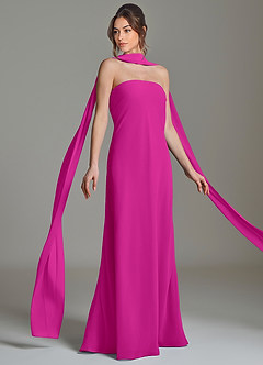 Azazie Ilana Bridesmaid Dresses Fuchsia A-Line Strapless Chiffon Dress image5