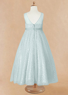 Azazie Siwa Flower Girl Dresses Mist A-Line Beaded Tulle Dress image6
