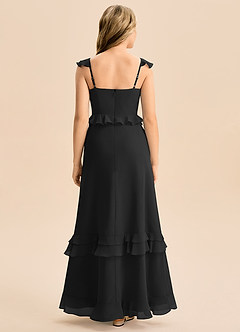 Azazie Tavie Junior Vestido de Negro de Gasa de Corte en A con Volante image2