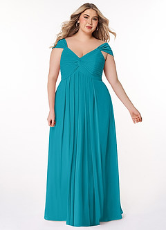 Azazie Kaitlynn Bridesmaid Dresses Jade Empire Ruched Chiffon Convertible Dress image10