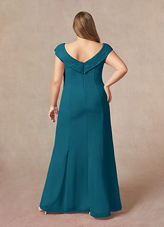 Azazie Cupid Abiti per la Madre della Sposa Abito A-Line in Chiffon in Pizzo con Scollo a Barca Blu Inchiostro image7