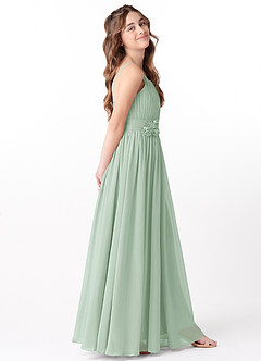 Azazie Astrid Junior Agave A-Line Floral Chiffon Dress image5