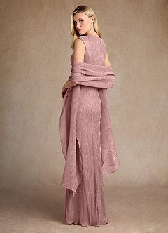 Azazie Salem Mother of the Bride Dresses Dusty Rose A-Line Pleated Metallic Mesh Dress image5