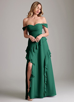 Azazie Sloane Bridesmaid Dresses Emerald A-Line Sweetheart Neckline Chiffon Dress image4