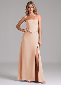 Azazie Jenilyn Bridesmaid Dresses English Rose A-Line Strapless Chiffon Dress image1