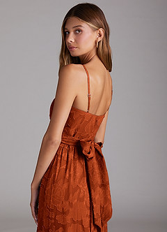 Azazie Nathalia Bridesmaid Dresses Paprika A-Line Bow Floral Burnout Dress image6