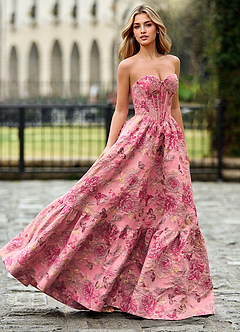 Rosemarnder Rosa Rosa Abito da ballo con fiori jacquard image1