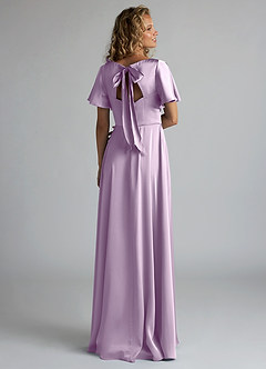 Azazie Kimber Bridesmaid Dresses Frosted Lilac A-Line Ruched Stretch Satin Dress image2