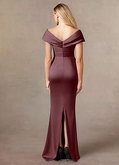 Azazie Ludlow Mother of the Bride Dresses Sangria Mermaid Pleated Stretch Satin Dress image4