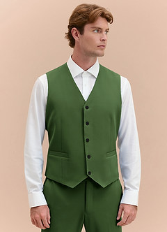 front James Olive Structured Stretch Suit Vest
