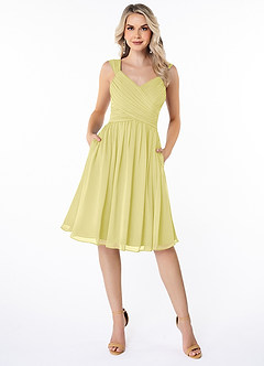 Azazie Angie Abiti da Damigella Abito A-Line in Chiffon Corsetto Sorbetto Al Limone image1