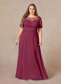 Azazie Raissa Mère de la mariée Robes Robe Trapèze en Mousseline de soie Dentelle Mûre image12