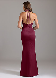 Azazie Valerie Bridesmaid Dresses Mulberry Mermaid Pleated Stretch Satin Dress image2