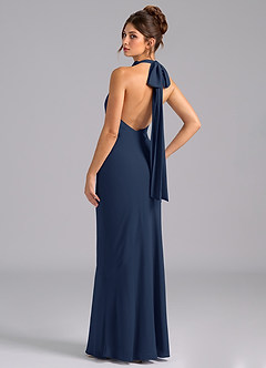 Azazie Velli Bridesmaid Dresses Dark Navy Mermaid Bow Chiffon Dress image7