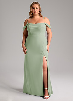 Azazie Saige Bridesmaid Dresses Dusty Sage A-Line Off the Shoulder Chiffon Convertible Dress image14