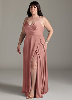 Azazie Davis Bridesmaid Dresses Rosette A-Line Pleated Stretch Satin Dress image10