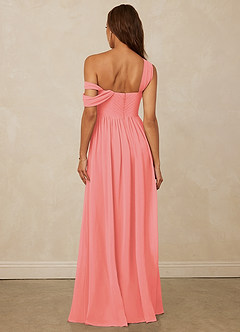 Christian Siriano Bridal for Azazie 1014 Bridesmaid Dresses Coral A-Line Off the Shoulder Chiffon Dress image3