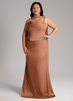 Azazie Sorrel Vestidos de damas de honor Vestido de Bronceador de Satén Elástico de Corte Sirena Convertible con Sin tirantes image7