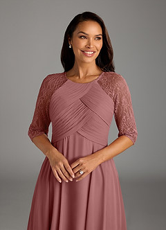 Azazie Dorothea Mother of the Bride Dresses Desert Rose A-Line Scoop lace Chiffon Dress image4