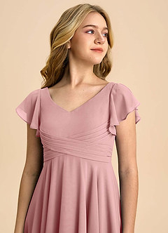 Azazie Caria Junior Dusty Rose A-Line Pleated Chiffon Dress image4