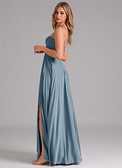 Azazie Akiko Bridesmaid Dresses Dusty Blue A-Line Sweetheart Neckline Stretch Satin Dress image7