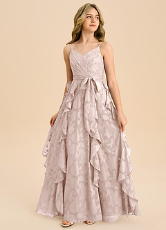 Azazie Peyton Junior Klä av A-Line i Blommig Utbrändhet Plisserad image4