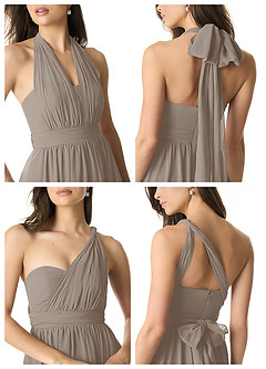 Azazie Olani Bridesmaid Dresses Taupe A-Line Off the Shoulder Chiffon Convertible Dress image2