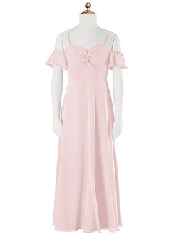 Azazie Juna Junior Robe Trapèze en Mousseline de soie Épaule décolletée Rose Pâle image6
