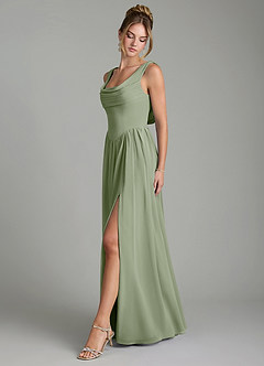 Azazie Novi Bridesmaid Dresses Pistachio A-Line Pleated Chiffon Dress image4
