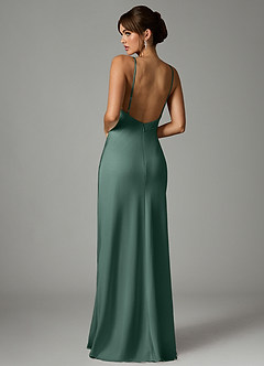 Azazie Stefania Robes de demoiselle d'honneur Robe Trapèze en Satin extensible Eucalyptus image2