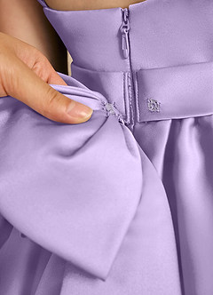 Azazie Davine Flower Girl Dresses Lilac A-Line Spaghetti Strap Matte Satin Dress image11