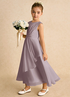 Azazie Edelweiss Flower Girl Dresses Dusk A-Line Pleated Chiffon Dress image1