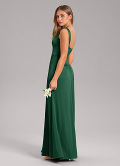 Azazie Frostine Brautjungfernkleider A-Linie Schleifen Stretch-Satin Kleid Dunkelgrün image7
