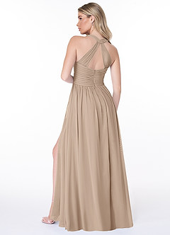 Azazie Jaclyn Bridesmaid Dresses Taupe A-Line Pleated Chiffon Dress image6