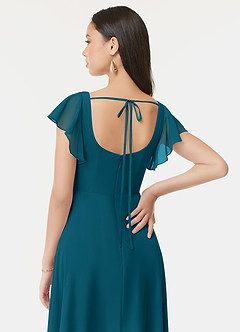 Azazie Bondi Bridesmaid Dresses Ink Blue A-Line Ruffled Chiffon Dress image3