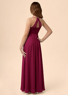 Azazie Ginny Junior Burgundy A-Line Pleated Chiffon Dress image2