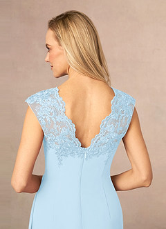 Azazie Gladys Mother of the Bride Dresses Sky Blue A-Line Queen Anne Lace Chiffon Dress image6